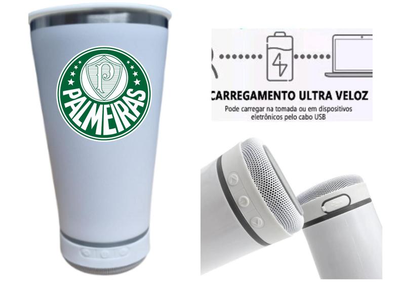 Imagem de Copo Térmico Bluetooth Palmeiras Verde com Caixa de Som