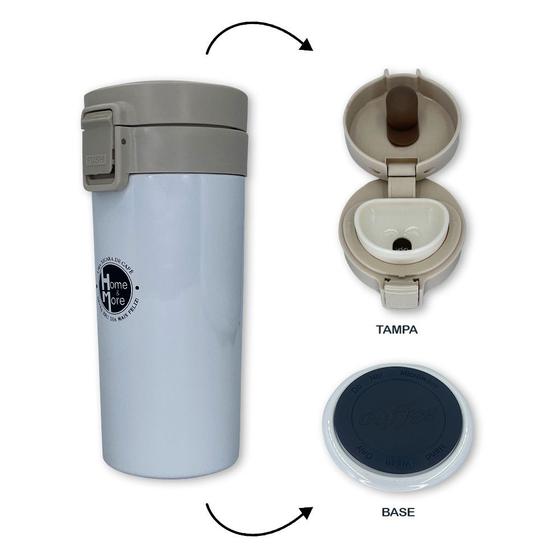 Imagem de Copo Térmico Branco 380ml em Aço Inox com Filtro Interno