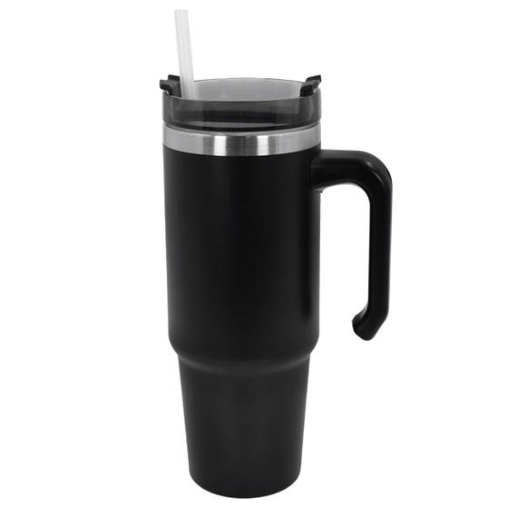 Imagem de Copo Térmico Caneca Alça 890ml Duplo Isolamento Inox Canudo