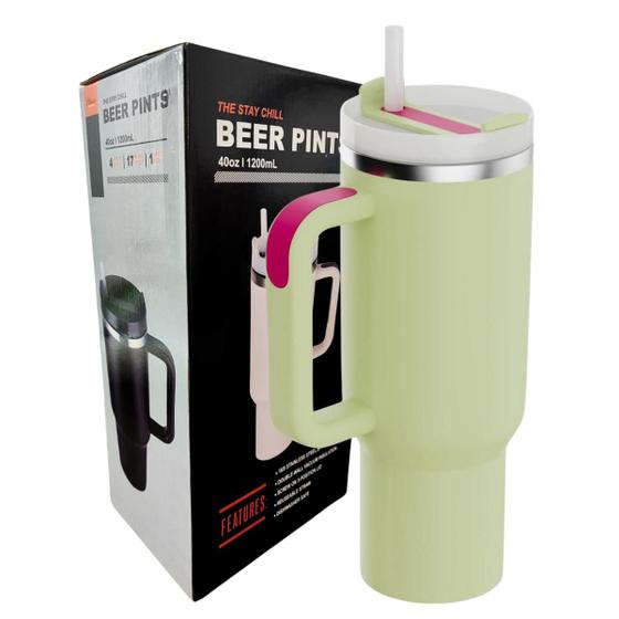 Imagem de Copo Térmico Caneca Quencher Beer Pints 1,2L Inox Com Canudo E Alça 1200ml