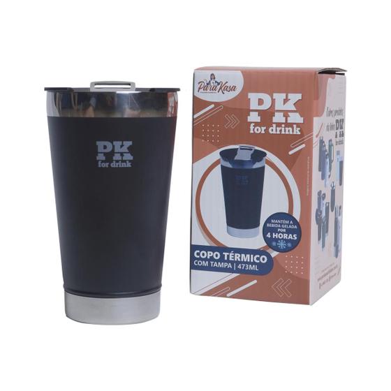 Copo Térmico Cerveja Gelada 473ml PK For Drink Preto Menor preço em Copo Térmico Cerveja Gelada 473ml PK For Drink Preto