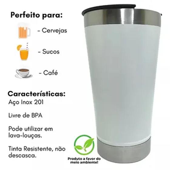 Imagem de Copo Térmico Cerveja / sucos liquidos  Inox C/ Tampa 500ml Abridor Premium