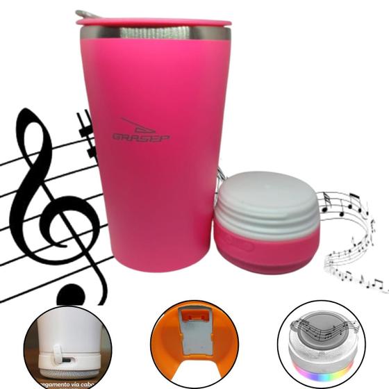 Imagem de Copo Térmico com caixa de som Bluetooh 473 ML Conserva bebida