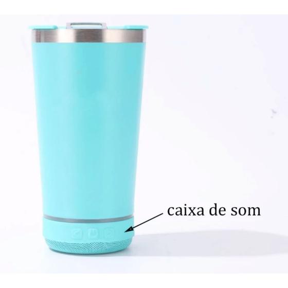 Imagem de Copo Térmico com Caixa de Som Bluetooth Acoplada - 420ml
