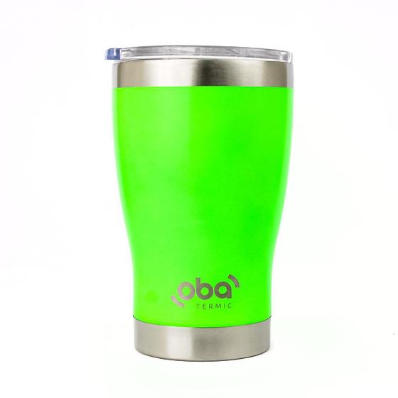 Imagem de Copo Térmico com Tampa 473ml  aço inoxidável Oba Térmic Verde Neon