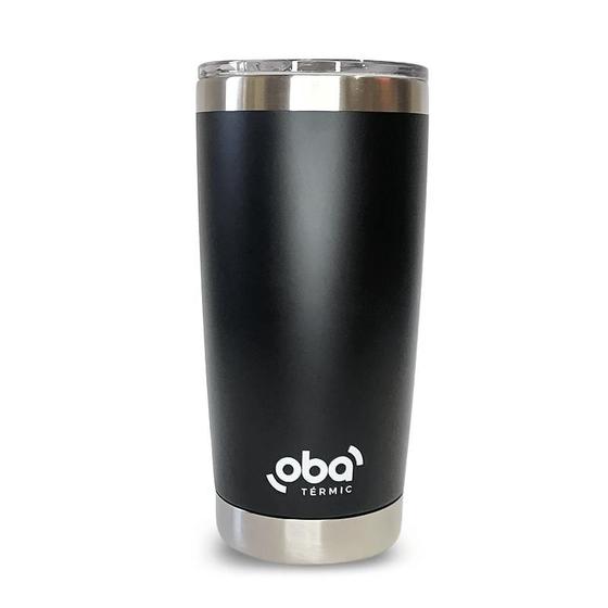 Imagem de Copo Térmico com Tampa 591ml  aço inoxidável Oba Térmic Preto