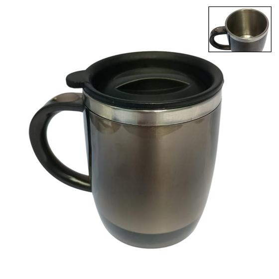 Imagem de Copo Térmico com Tampa a Vacum e Alça Caneca Inox 400ml