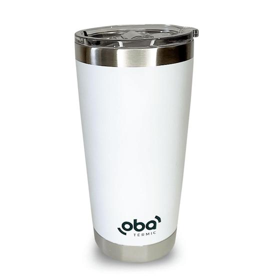 Imagem de Copo Térmico com Tampa e Abridor Branco Oba Térmic