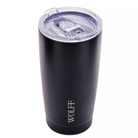 Imagem de Copo Térmico de Aço Inox Parede Dupla com Tampa 600ml Preto 28900 - Wolff
