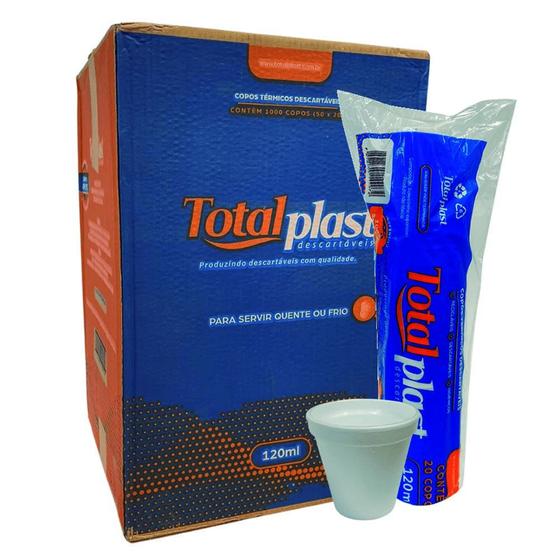 Imagem de Copo Termico De Isopor 120Ml Com 1000 Descartavel Totalplast