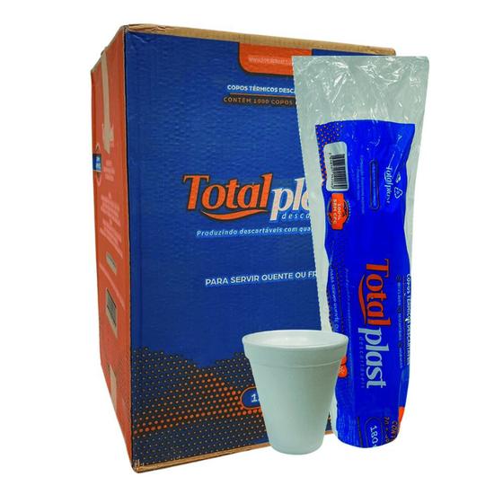 Imagem de Copo termico de isopor 180ml com 1000 descartavel totalplast