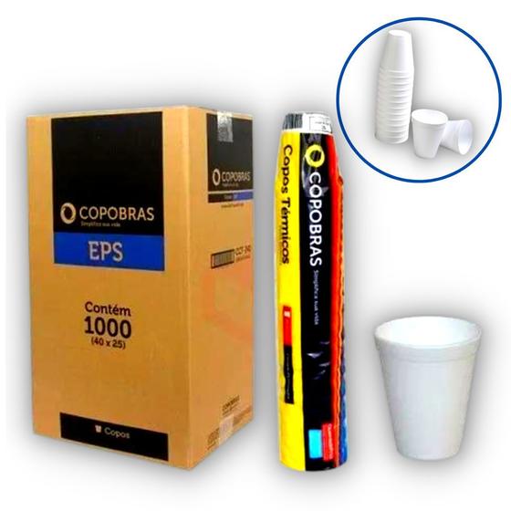 Imagem de Copo Térmico de Isopor para Bebidas Copobras - 120ml - CX 1000 Unidades (CX40x25)