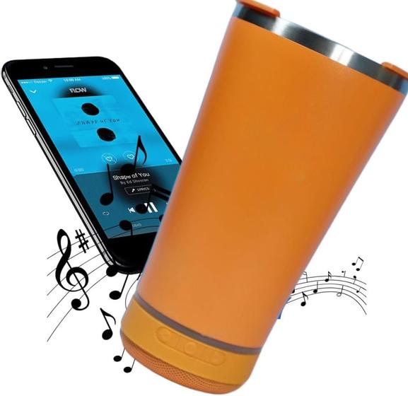 Imagem de Copo Térmico em Aço Inox com Caixa de Som Bluetooth 420ml