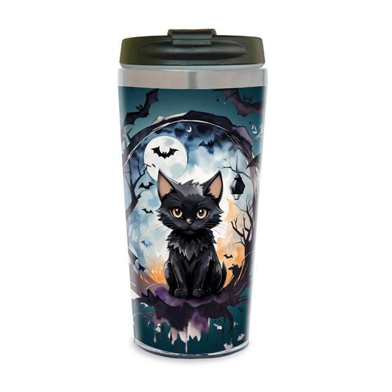 Imagem de Copo Térmico Gato Felino Lua Cheia 450 Ml Inox