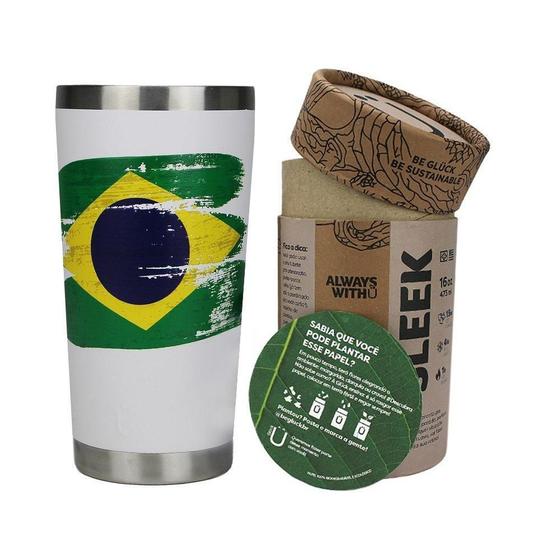 Imagem de Copo Térmico Gluck Sleek Future Brasil Bandeira Em Aço Inox