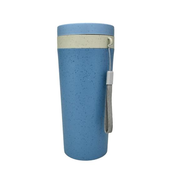 Imagem de Copo Térmico Infantil Azul Bambu Parede Dupla com Alça 310ml