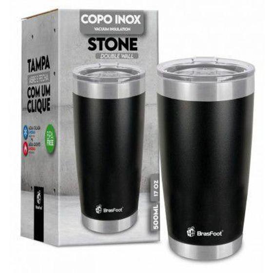 Imagem de Copo termico inox chopp parede dupla vacuo com tampa preto - PDV