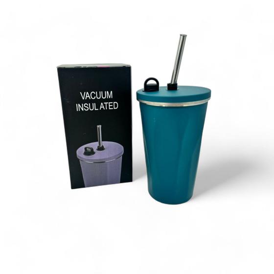 Imagem de Copo Térmico Inox Com Tampa E Canudo 600 ML