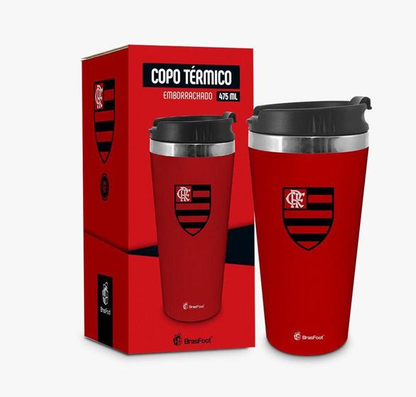 Copo Térmico Inox Emborrachado Flamengo 450ml Brasfoot Menor preço em Copo Térmico Inox Emborrachado Flamengo 450ml Brasfoot