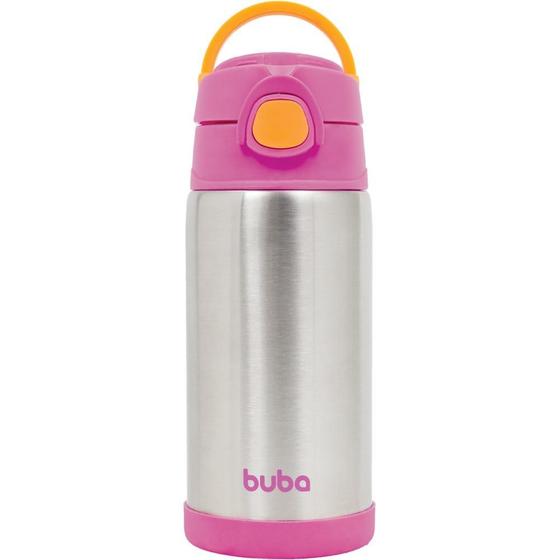 Imagem de Copo Térmico Inox Parede Dupla com Canudo Buba Rosa