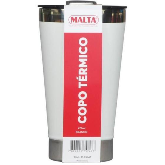 Imagem de Copo Térmico Malta 473ml Parede Dupla C/ Tampa Branco