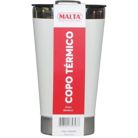 Imagem de Copo Térmico Malta 473Ml Parede Dupla Com Tampa Branco
