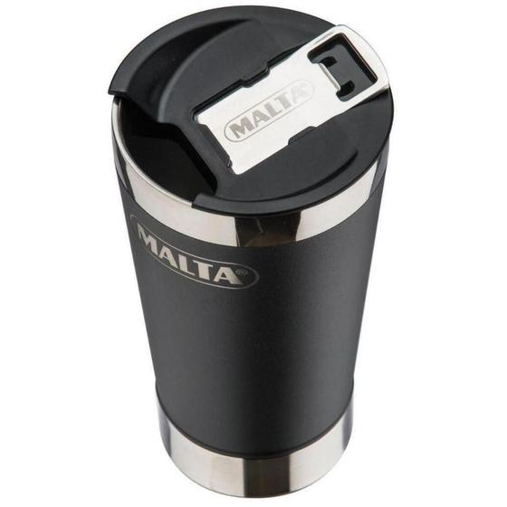 Imagem de Copo Térmico Malta 473Ml Parede Dupla Com Tampa Preto
