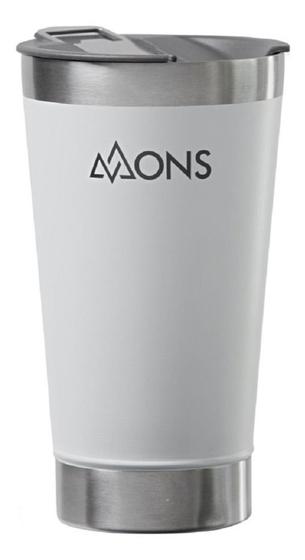 Imagem de Copo Termico Mons Em Aco Inox Com Tampa - 473Ml - Branco
