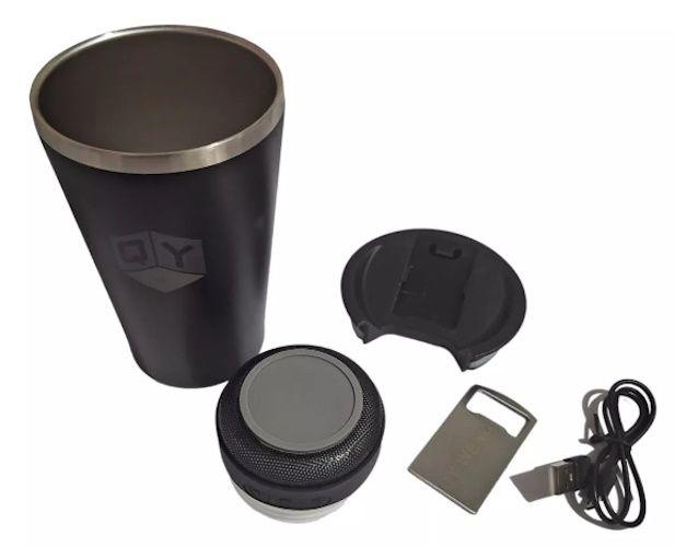 Imagem de Copo Térmico Original 473ml com Caixa De Som Com Led Cor Preto Neutro