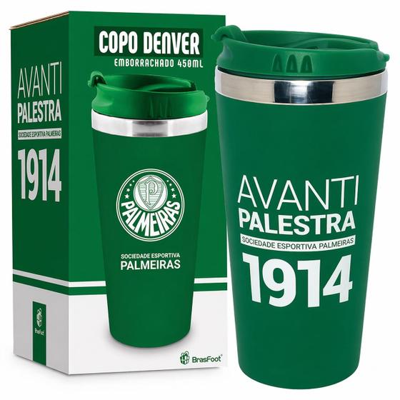Copo Térmico Palmeiras Inox Emborrachado Licenciado Oficial 450ml