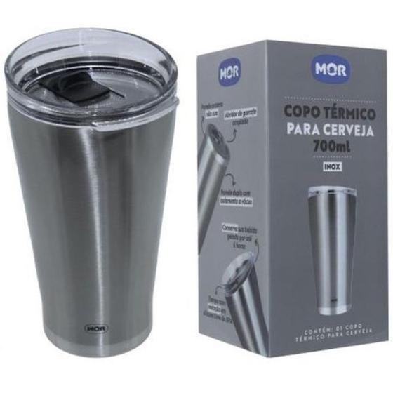 Copo Termico para Cerveja Inox 700ml com Tampa e Abridor - Mor - Copo ...