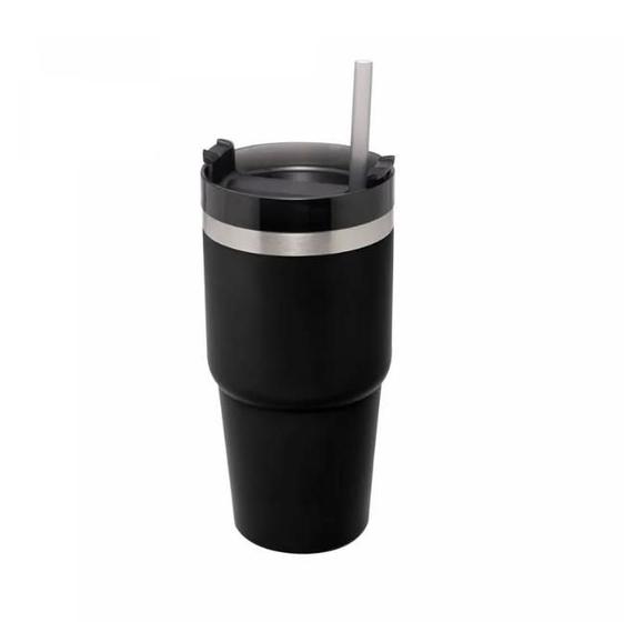Imagem de Copo Térmico Parede Dupla SlimTerm com Base Ergonômica e Canudo Preto 590ml 