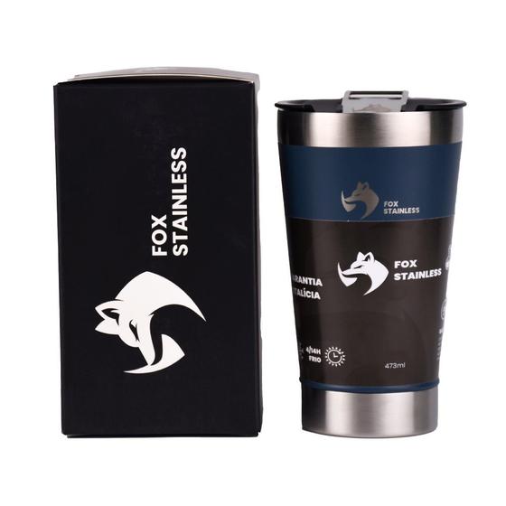 Copo Térmico Quente e Frio com Tampa 473ml Azul - Fox Stainless Menor preço em Copo Térmico Quente e Frio com Tampa 473ml Azul - Fox Stainless