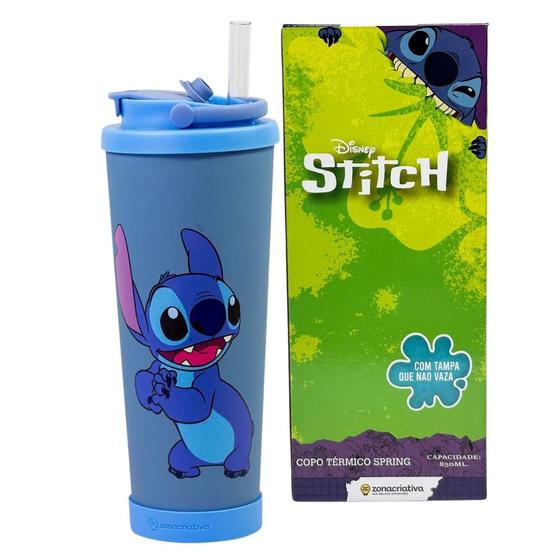 Imagem de Copo térmico Spring 850ml Com Canudo STITCH - Zona Criativa