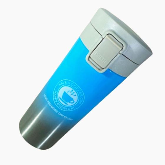 Imagem de Copo Térmico Squeeze em Aço Inox 500ml Tampa com Isolamento a vácuo Café Quente Frio Cor Azul Prateado