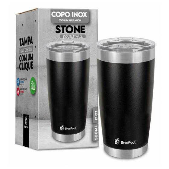 Imagem de Copo Térmico Stone Preto Brasfoot 500ml 10680