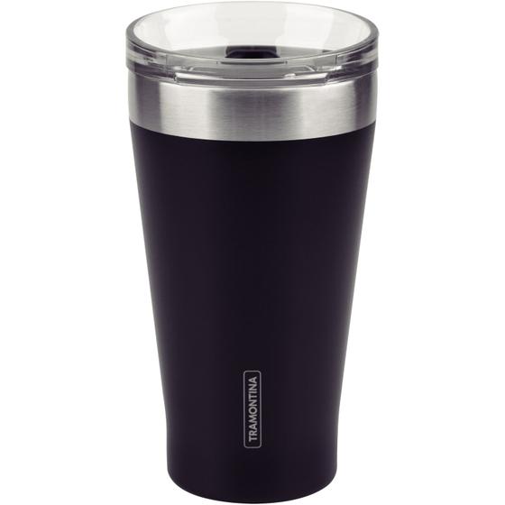 Imagem de Copo Térmico Tramontina Aço Inox C/ Tampa Exata 550ml Preto