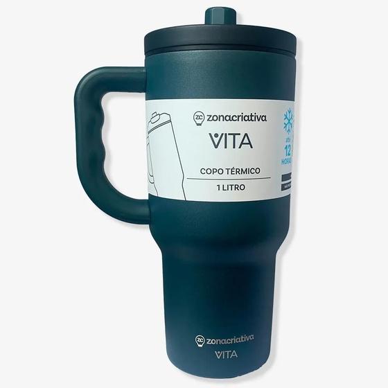 Imagem de Copo Térmico Tumbler Vita Canudo E Alça 1L  Zona Criativa