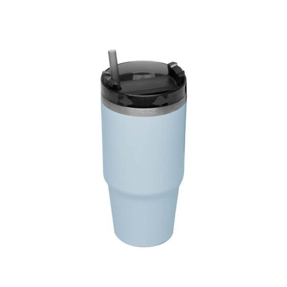 Imagem de Copo térmico Wolff Parede dupla Slimterm e canudo Azul 590ML