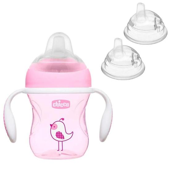 Imagem de Copo Transição 4M+ 200Ml Rosa Com 2 Bicos Silicone - Chicco