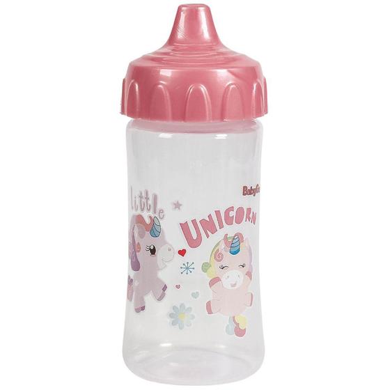 Imagem de Copo Transição Infantil +6m 240ml Antivazamento Graduado Bico Rígido Unicórnio Rosa BabyGo - Baby Go