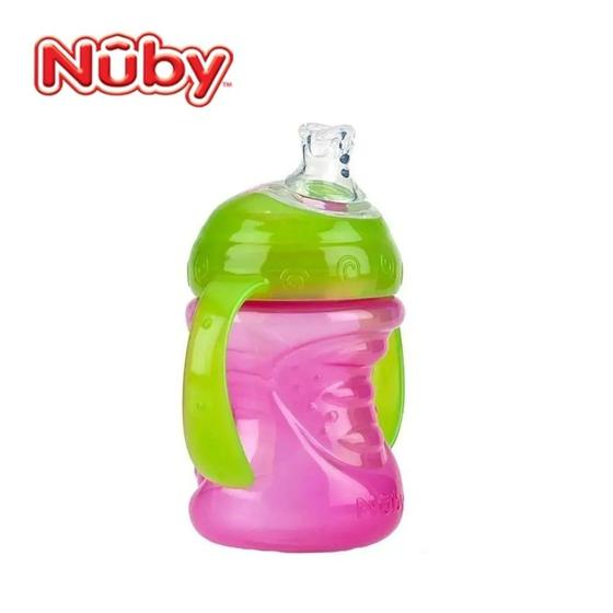 Imagem de Copo Transição Nuby Antivazamento Com Alça E Bico De Silicone 240ml - Rosa
