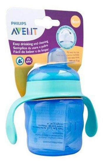 Copo Treinamento Antivazamento Com Alça Avent 200ml Azul 6+ meses ...