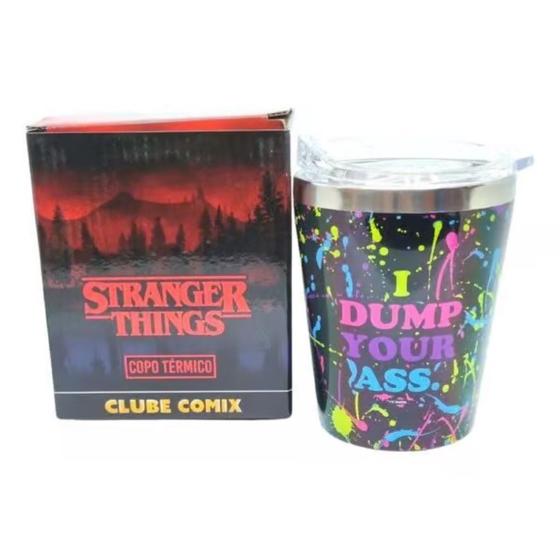 Imagem de Copo Viagem Mini Inox Stranger Things Dump Your Ass 400 ml