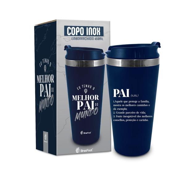 Imagem de Copo viagem termico emborrachado 450ml eu tenho o melhor pai - Brasfoot Presentes