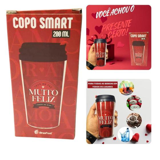 Imagem de Copo Viagem Térmico Plástico Vermelho Smart 200Ml Café Você