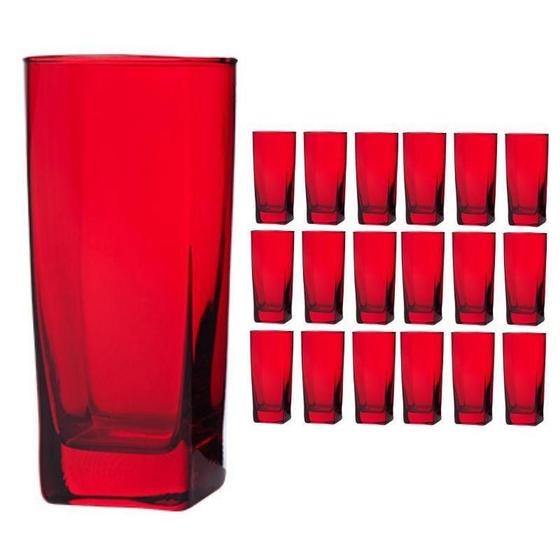 Imagem de Copo Vidro 320Ml (Suco, Água) Bali Kit Com 18 Vermelho