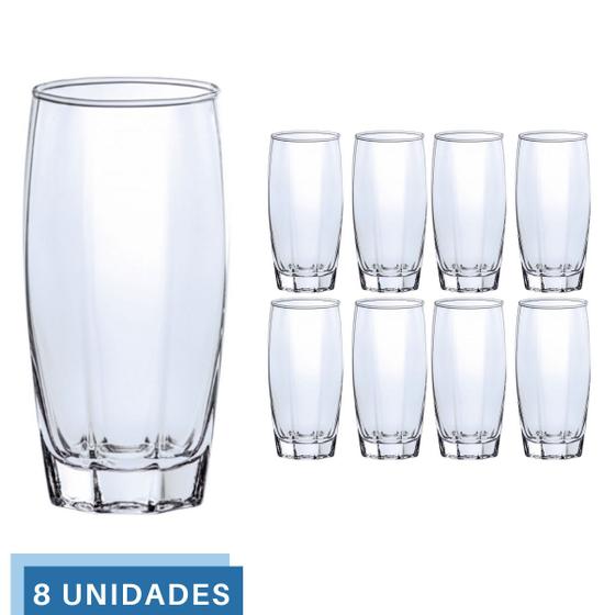 Imagem de Copo Vidro 370ml Florence Glamour kit com 8 Transparente