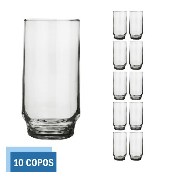 Imagem de Copo Vidro 410ml Lights Suco Agua Cristal Luxo Nadir - 10 Un