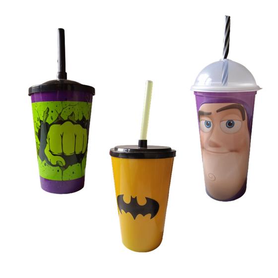 Imagem de copos Batman Hulk Buzz Lightyear personalizados 3 unidade